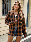 Plaid Collared Neck Long Sleeve Shirt - Trendsi - Flyclothing LLC