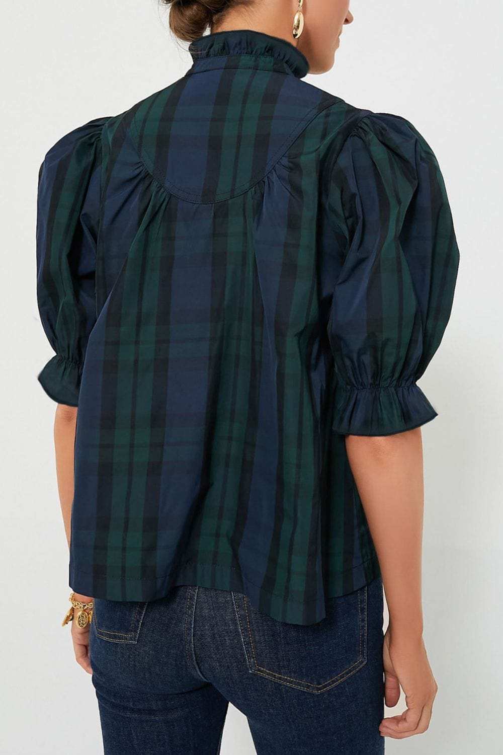 Puff Sleeve Frilled Trim Elegant Blouse - Trendsi - Flyclothing LLC