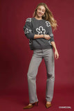 Umgee Round Neck Sweater with Floral Accents - Trendsi - Flyclothing LLC