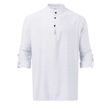 Men's Full Size Half Button Long Sleeve Shirt Plus Size - Trendsi - Flyclothing LLC