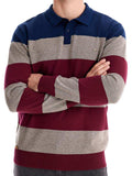 Men's Striped Long Sleeve Knit Polo - Trendsi - Flyclothing LLC