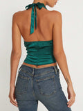Lace Detail Halter Neck Tank - Trendsi - Flyclothing LLC