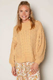 POL Mock Neck Cable Knit Sweater - Trendsi - Flyclothing LLC