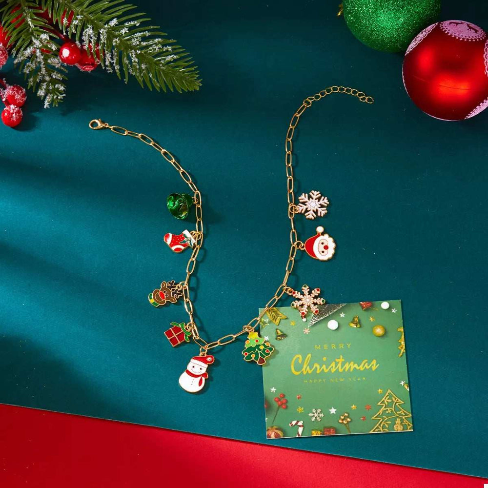 18K Gold-Plated Resin Christmas Theme Necklace - Trendsi - Flyclothing LLC