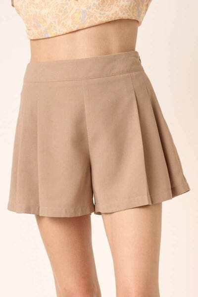 Mittoshop Side Invisible Zipper Pleated Shorts - Trendsi - Flyclothing LLC