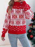 Christmas Snowflake Turtleneck Long Sleeve Sweater - Trendsi - Flyclothing LLC