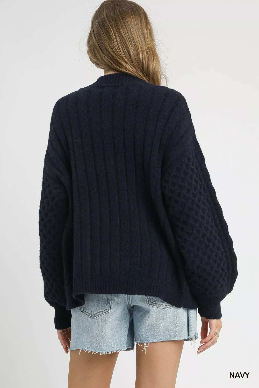 Umgee Cable Knit Pearl Button Cardigan - Trendsi - Flyclothing LLC