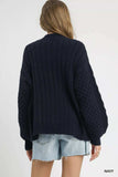 Umgee Cable Knit Pearl Button Cardigan - Trendsi - Flyclothing LLC