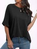 Round Neck Half Sleeve T-Shirt - Trendsi - Flyclothing LLC