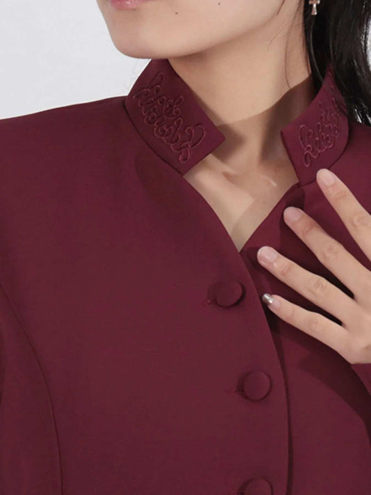 Button Up Long Sleeve Top and Pleated Skirt Set - Trendsi - Flyclothing LLC