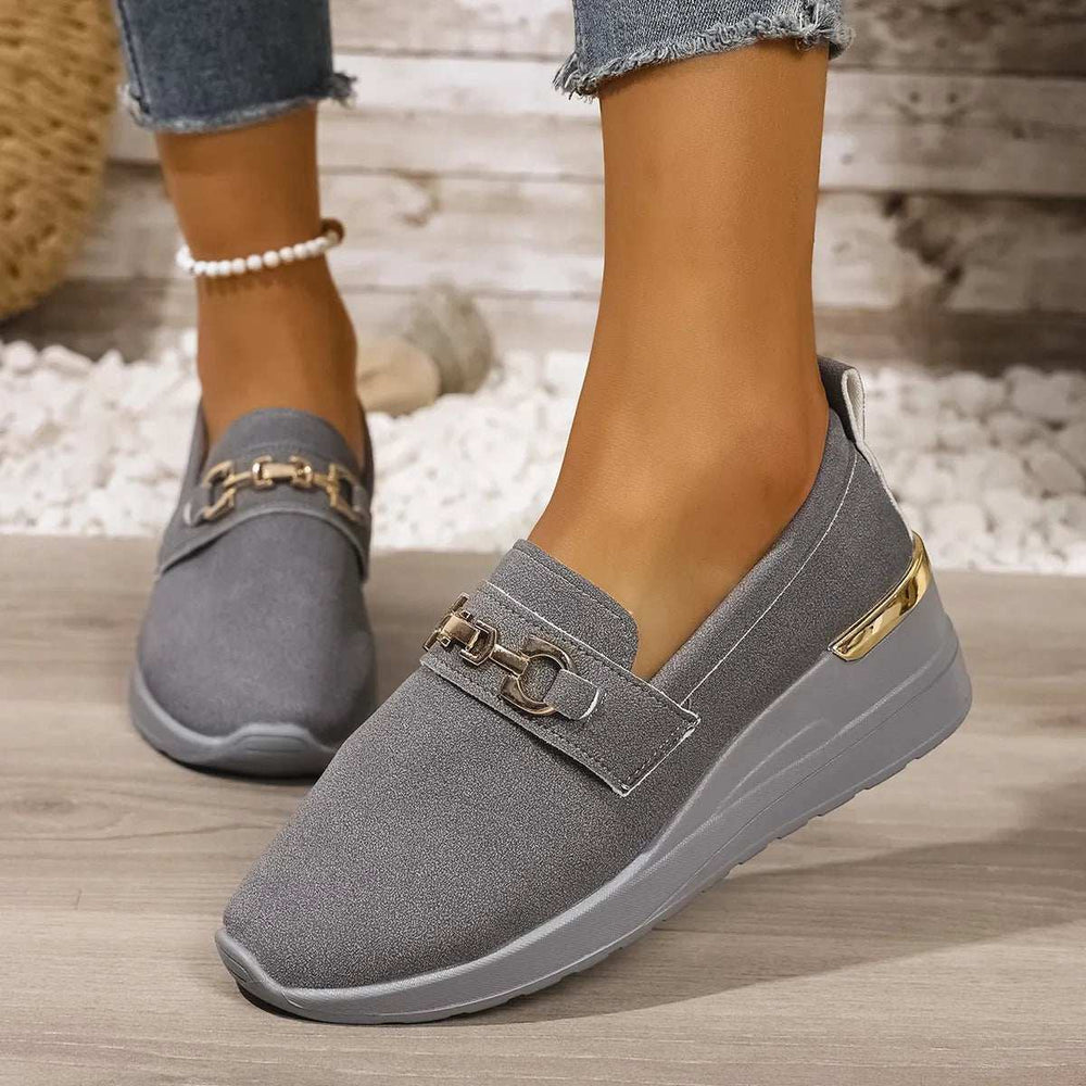Round Toe Wedge Slip-Ons - Trendsi - Flyclothing LLC