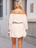 Off-Shoulder Bubble Hem Mini Dress - Trendsi - Flyclothing LLC