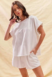 SO ME Round Neck Short Sleeve Top and Shorts Set - Trendsi - Flyclothing LLC