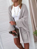 Oversized Fold Over Sleeve Open Front Cardigan - Trendsi - Flyclothing LLC