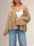 Cable Knit Button-Down Cardigan - Trendsi - Flyclothing LLC