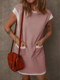 Round Neck Cap Sleeve Mini Dress - Trendsi - Flyclothing LLC