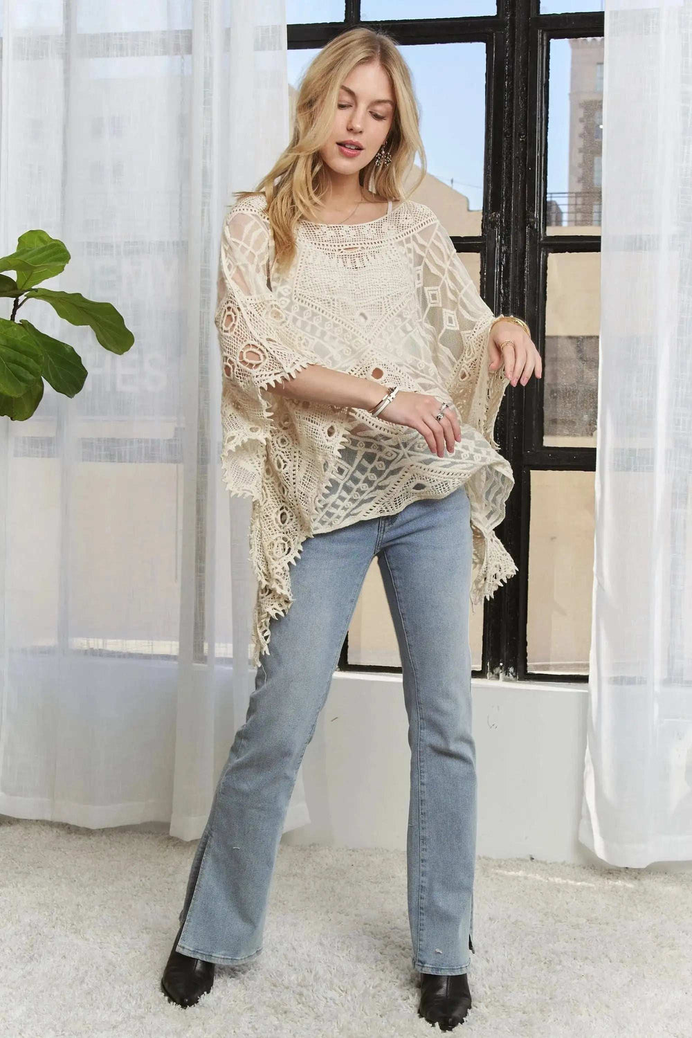 ADORA Boat Neck Crochet Lace Cover Up - Trendsi - Flyclothing LLC