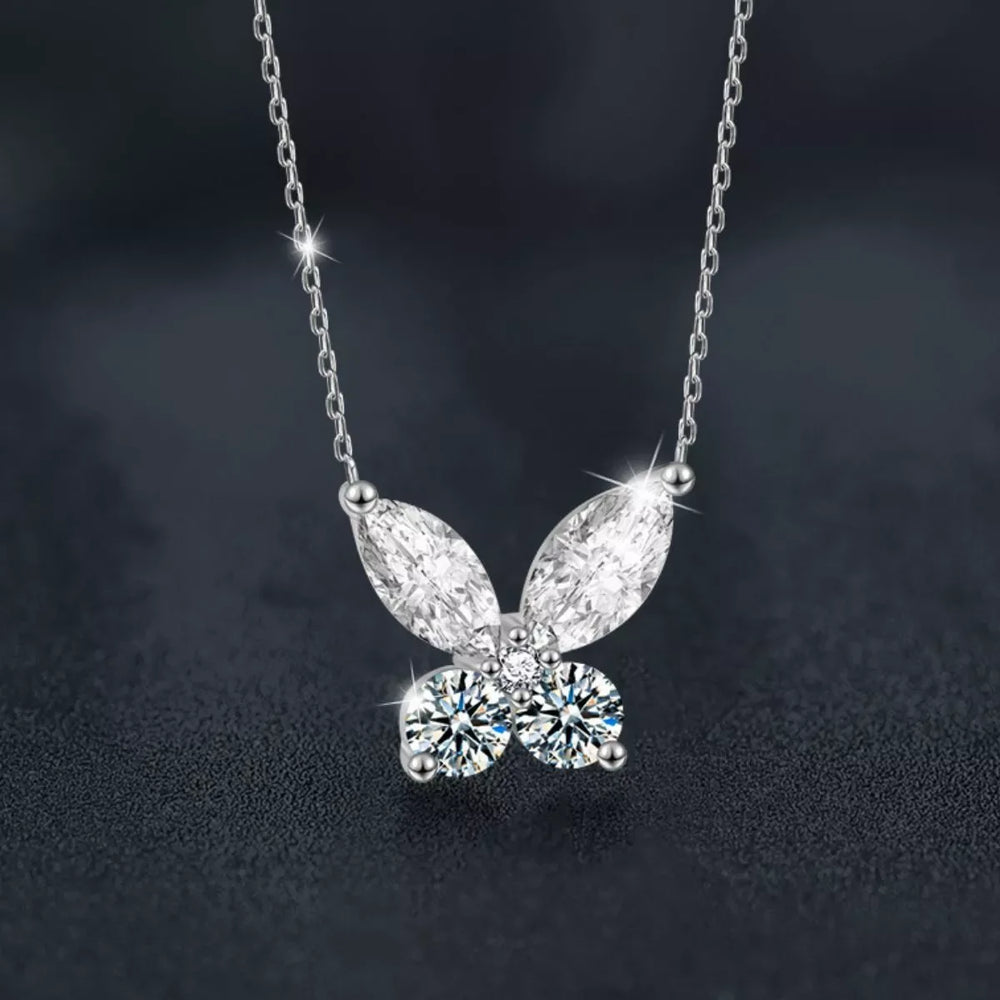 925 Sterling Silver Moissanite Butterfly Necklace - Trendsi - Flyclothing LLC