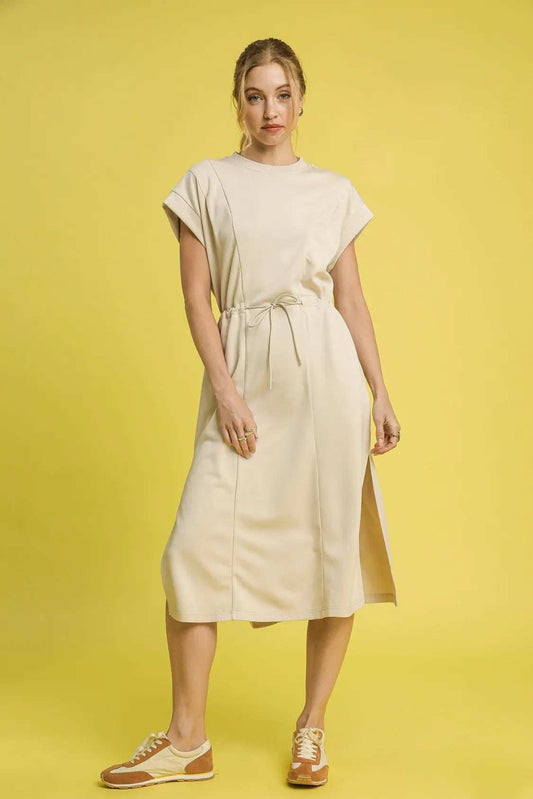 Umgee Side Slit Short Sleeve Midi Tee Dress - Trendsi - Flyclothing LLC
