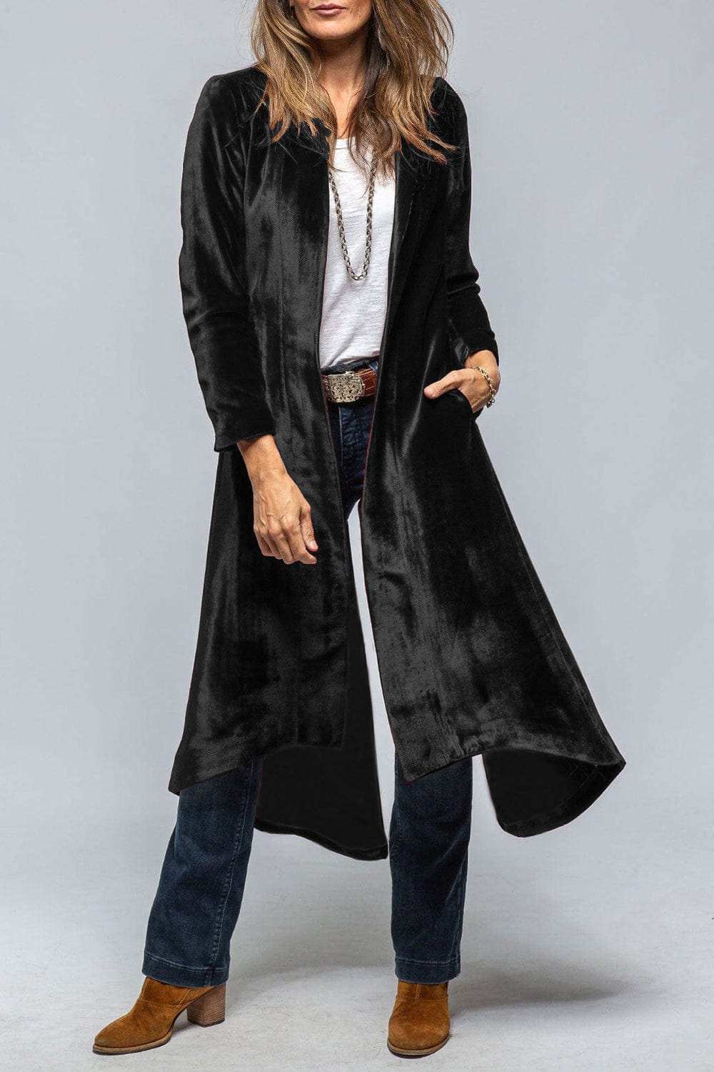 Slit Back Open Front Cardigan - Trendsi - Flyclothing LLC