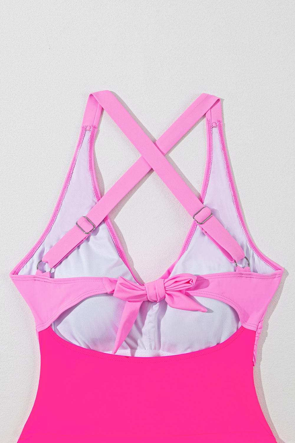 Crisscross V-Neck One-Piece Swimwear - Trendsi - Flyclothing LLC