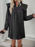 Ruffled Notched Flounce Sleeve Dress - Trendsi - Flyclothing LLC