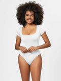 Full Size Square Neck Short Sleeve Bodysuit - Trendsi - Flyclothing LLC