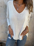 Full Size Casual V-Neck Knit Sweater Plus Size - Trendsi - Flyclothing LLC