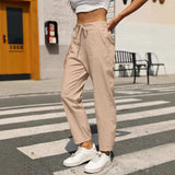 Elastic Waist Tapered Pants - Trendsi - Flyclothing LLC