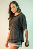 VERY J Full Size Mineral Washed Ribbed Knit Casual Top Plus Size - Trendsi - Flyclothing LLC
