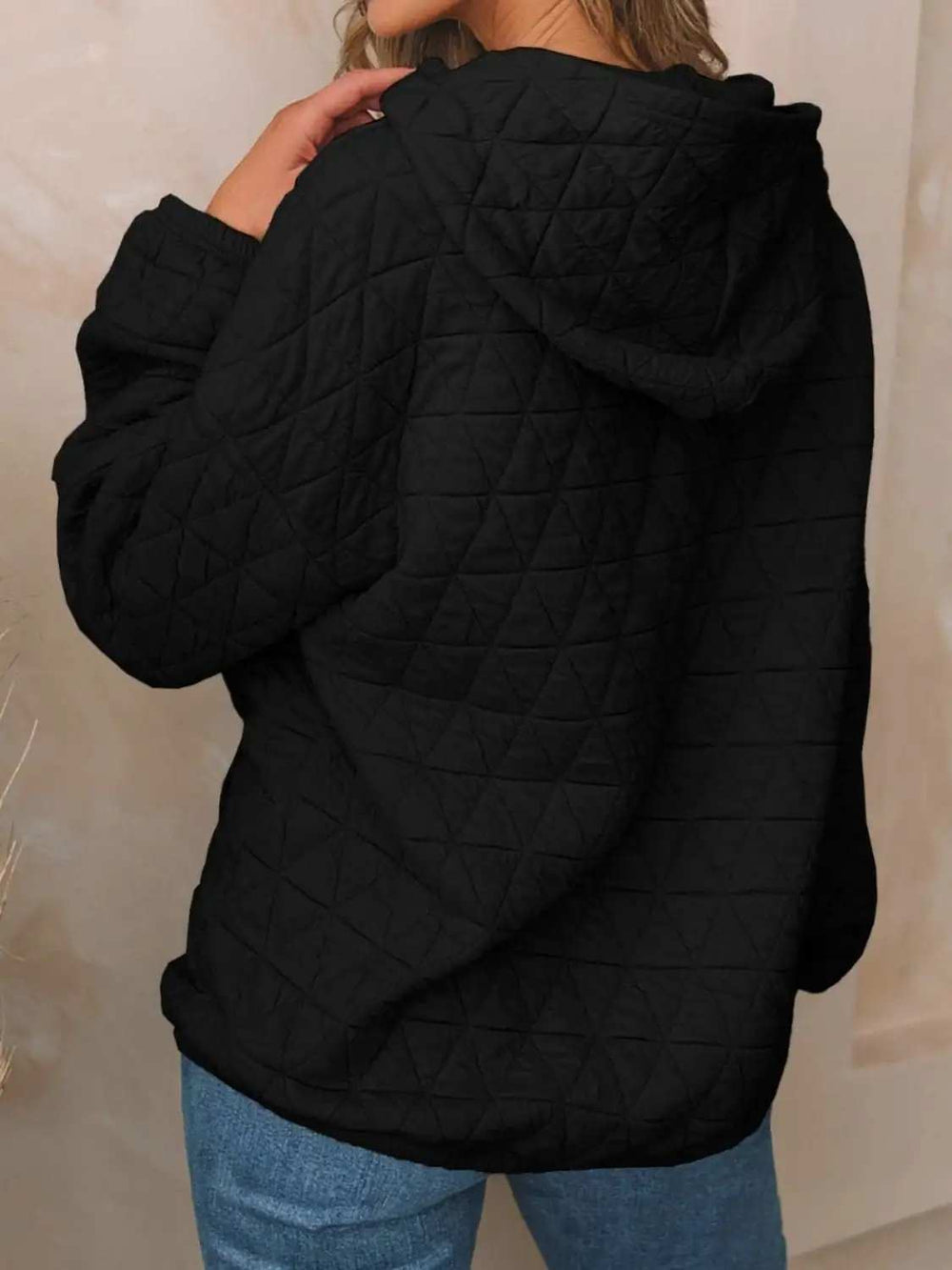 Textured Long Sleeve Hoodie with Pockets - Trendsi - Flyclothing LLC