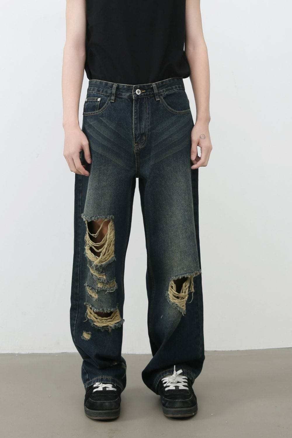 Men's Distressed Wide Leg Jeans - Trendsi - Flyclothing LLC