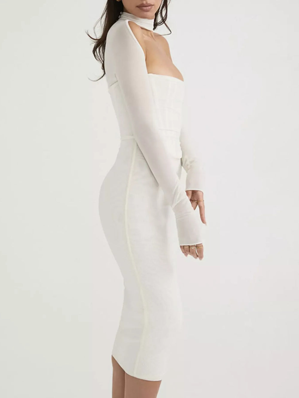 Cutout Front Long Sleeve Dress - Trendsi - Flyclothing LLC