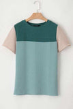 Color Block Round Neck Short Sleeve T-Shirt - Trendsi - Flyclothing LLC