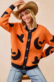 BiBi Halloween Witch Hat Moon Bat Artwork Cardigan - Trendsi - Flyclothing LLC