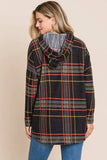 BOMBOM Drawstring Plaid Long Sleeve Hoodie - Trendsi - Flyclothing LLC