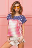 BiBi Star Rpinted with Stripe Combo Top - Trendsi - Flyclothing LLC