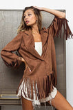 BiBi Single Blazer with Fringed Hem - Trendsi - Flyclothing LLC