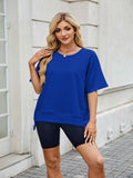 Round Neck Short Sleeve T-Shirt - Trendsi - Flyclothing LLC