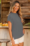Exposed Seam Round Neck Short Sleeve T-Shirt - Trendsi - Flyclothing LLC