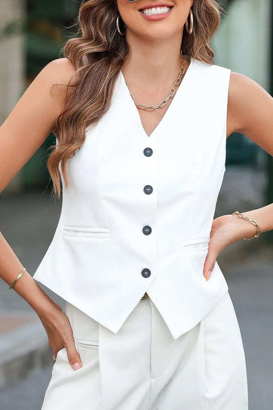 Pocketed Button Up Vest - Trendsi - Flyclothing LLC