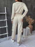 Round Neck Long Sleeve Top and Pants Set - Trendsi - Flyclothing LLC