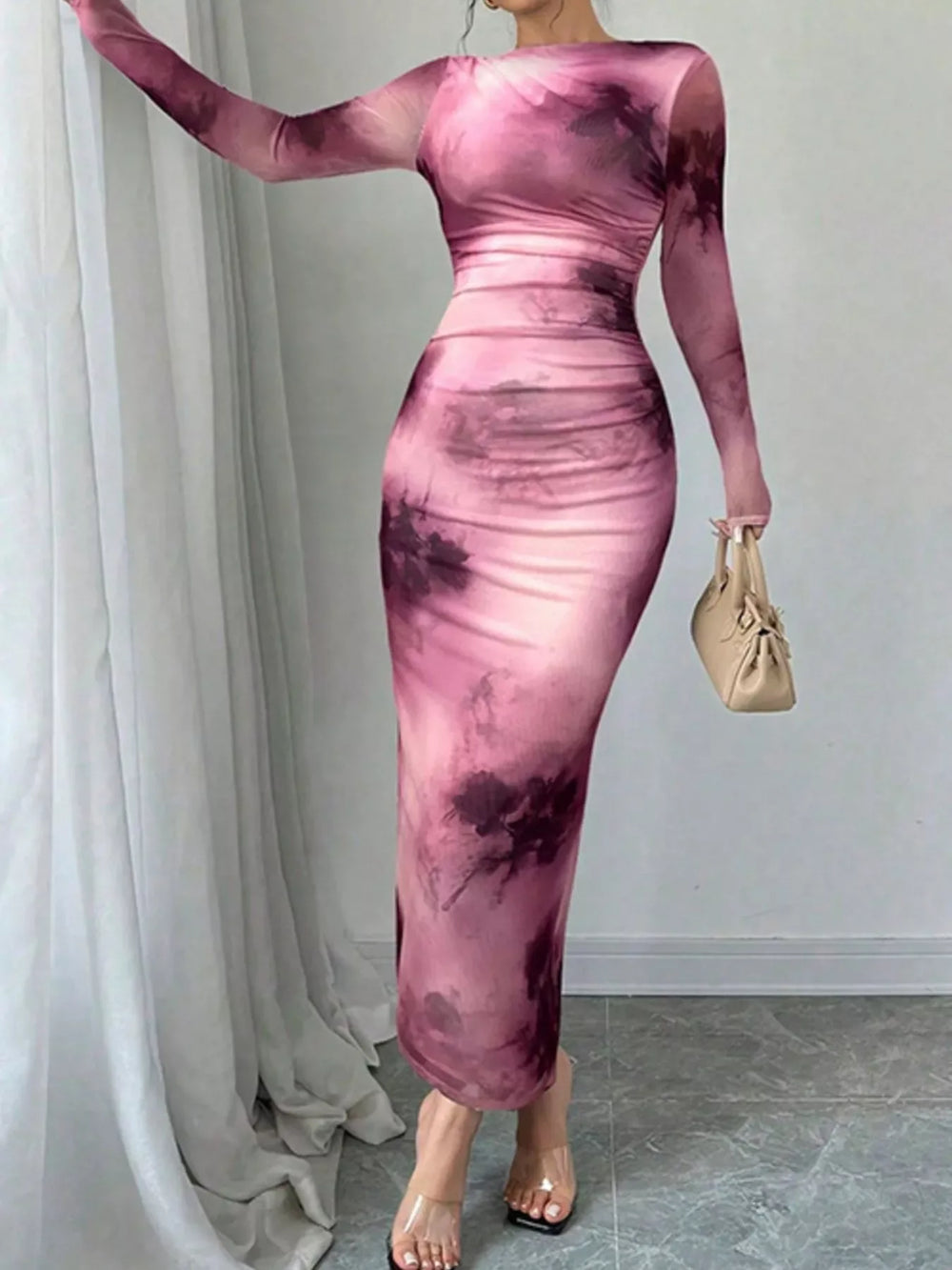 Tie-Dye Bodycon Maxi Dress - Trendsi - Flyclothing LLC