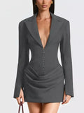 Full Size Blazer-Style Long Sleeve Mini Dress Plus Size - Trendsi - Flyclothing LLC