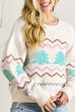Christmas Tree Ribbed Hem Dropped Shoulder Sweater - Trendsi - Flyclothing LLC