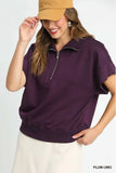 Umgee Full Size Half-Zip Short Sleeve Top Plus Size - Trendsi - Flyclothing LLC