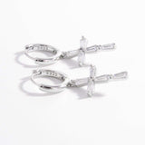 925 Sterling Silver Zircon Cross Earrings - Trendsi - Flyclothing LLC