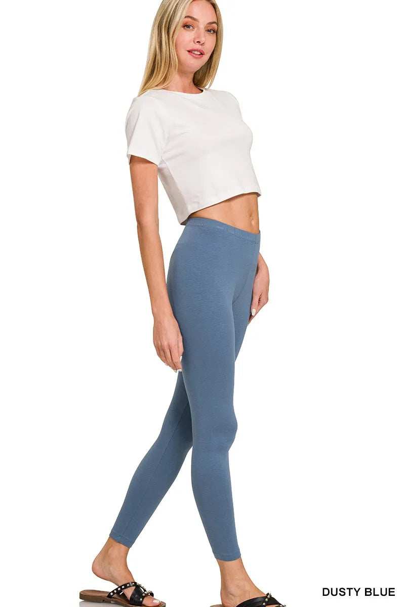 Zenana Cotton Round Neck Top & Legging Set - Trendsi - Flyclothing LLC