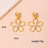 Alloy Flower Drop Earrings - Trendsi - Flyclothing LLC