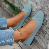 Square Toe Solid Color Mesh Slip-Ons - Trendsi - Flyclothing LLC